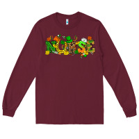 Burgundy St. Patricks day nurse Long Sleeve Tee - HowdyJamesFarm