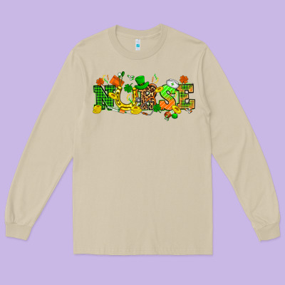 St. Patricks Day Nurse Long Sleeve Tee Designed By Howdyjamesfarm