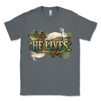 Charcoal Heather He lives Easter Classic Tee - NancyCooperArtShop