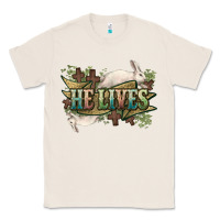 Natural He lives Easter Classic Tee - NancyCooperArtShop