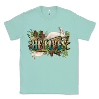Seafoam He lives Easter Classic Tee - NancyCooperArtShop