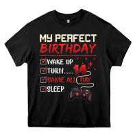 Black 14 Year Old Gamer Gift Boy Teen 14th Perfect Birthday Gaming Heavy Core Tee - trangStudio