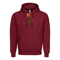 Burgundy croton leaf Zipper Hoodie - LillyAllenDesigns