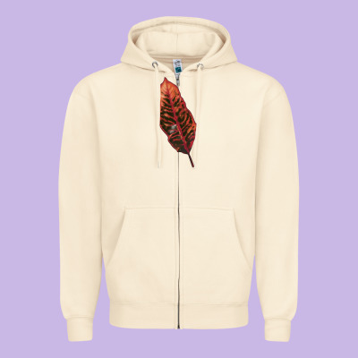 Croton Leaf Zipper Hoodie Designed By Lillyallendesigns