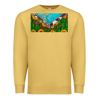 Antique Gold cactus sunflower cowhide and turquoise license plate Premium Sweatshirt - Artiststas