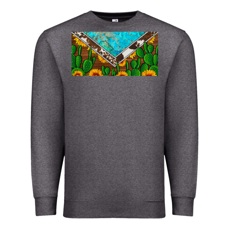Cactus Sunflower Cowhide And Turquoise License Plate Premium Sweatshirt by Artiststas | Teevron