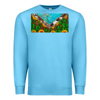 Ocean Blue cactus sunflower cowhide and turquoise license plate Premium Sweatshirt - Artiststas