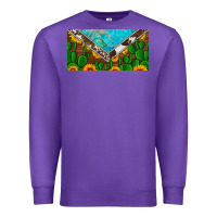 Purple cactus sunflower cowhide and turquoise license plate Premium Sweatshirt - Artiststas
