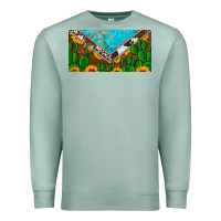 Seafoam cactus sunflower cowhide and turquoise license plate Premium Sweatshirt - Artiststas