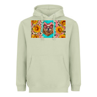 Matcha mama bear with sunflowers and glasses license plate Heavyweight Hoodie - Artiststas