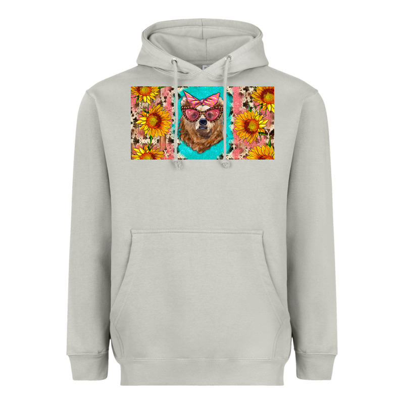 Mama Bear With Sunflowers And Glasses License Plate Heavyweight Hoodie by Artiststas | Teevron