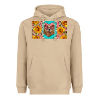 Mushroom mama bear with sunflowers and glasses license plate Heavyweight Hoodie - Artiststas