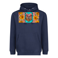 Navy mama bear with sunflowers and glasses license plate Heavyweight Hoodie - Artiststas
