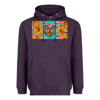Plum mama bear with sunflowers and glasses license plate Heavyweight Hoodie - Artiststas