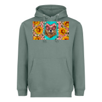 Sage mama bear with sunflowers and glasses license plate Heavyweight Hoodie - Artiststas