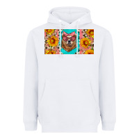 White mama bear with sunflowers and glasses license plate Heavyweight Hoodie - Artiststas