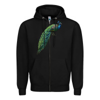 Black Peacock Zipper Hoodie - LillyAllenDesigns