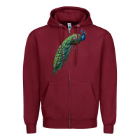 Burgundy Peacock Zipper Hoodie - LillyAllenDesigns