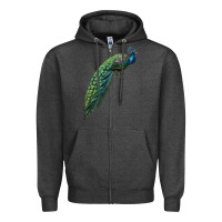 Charcoal Heather Peacock Zipper Hoodie - LillyAllenDesigns
