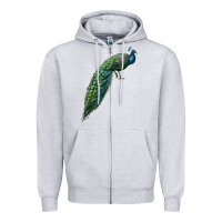Heather Grey Peacock Zipper Hoodie - LillyAllenDesigns