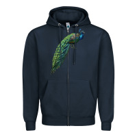 Navy Peacock Zipper Hoodie - LillyAllenDesigns