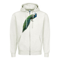 Oatmeal Heather Peacock Zipper Hoodie - LillyAllenDesigns