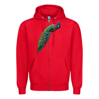 Red Peacock Zipper Hoodie - LillyAllenDesigns