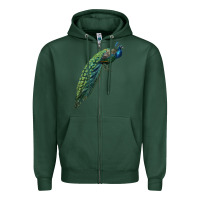 Sports Green Peacock Zipper Hoodie - LillyAllenDesigns