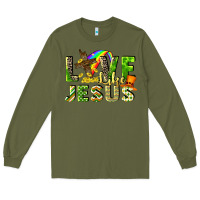 Army Green Love like Jesus Long Sleeve Tee - CowGirlArtShop
