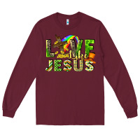 Burgundy Love like Jesus Long Sleeve Tee - CowGirlArtShop