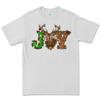 Dove Grey Christmas Joy Reindeer Premium Tee - RanaPortraitStore