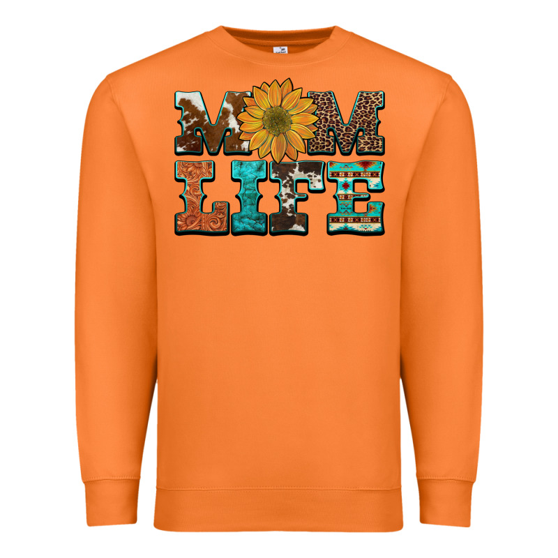 Western Cowhide Leopard Turquoise  Leather Aztec Sunflower Mom Premium Sweatshirt by Artiststas | Teevron