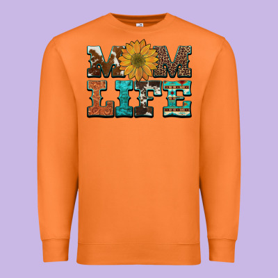 Western Cowhide Leopard Turquoise  Leather Aztec Sunflower Mom Premium Sweatshirt Designed By Artiststas