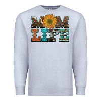 Heather Grey western cowhide leopard turquoise  leather aztec sunflower mom Premium Sweatshirt - Artiststas