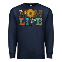 Navy western cowhide leopard turquoise  leather aztec sunflower mom Premium Sweatshirt - Artiststas
