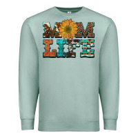 Seafoam western cowhide leopard turquoise  leather aztec sunflower mom Premium Sweatshirt - Artiststas
