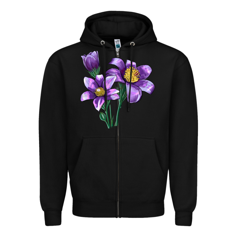 Pasque Flower Illustrations Zipper Hoodie by LillyAllenDesigns | Teevron