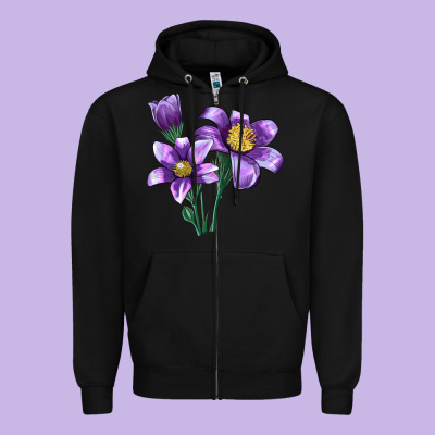 Pasque Flower Illustrations Zipper Hoodie Designed By Lillyallendesigns