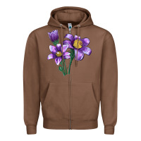 Chestnut Pasque Flower Illustrations Zipper Hoodie - LillyAllenDesigns