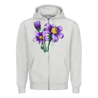 Dove Grey Pasque Flower Illustrations Zipper Hoodie - LillyAllenDesigns