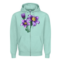 Seafoam Pasque Flower Illustrations Zipper Hoodie - LillyAllenDesigns