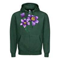 Sports Green Pasque Flower Illustrations Zipper Hoodie - LillyAllenDesigns
