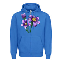 True Royal Pasque Flower Illustrations Zipper Hoodie - LillyAllenDesigns