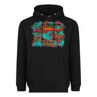 Black western serape leopard turquoise  background Heavyweight Hoodie - Artiststas