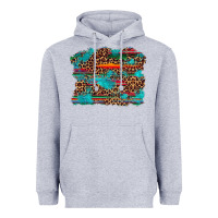 Heather Grey western serape leopard turquoise  background Heavyweight Hoodie - Artiststas