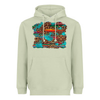 Matcha western serape leopard turquoise  background Heavyweight Hoodie - Artiststas