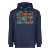 Navy western serape leopard turquoise  background Heavyweight Hoodie - Artiststas