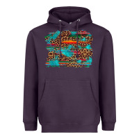 Plum western serape leopard turquoise  background Heavyweight Hoodie - Artiststas