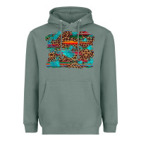 Sage western serape leopard turquoise  background Heavyweight Hoodie - Artiststas