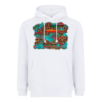 White western serape leopard turquoise  background Heavyweight Hoodie - Artiststas